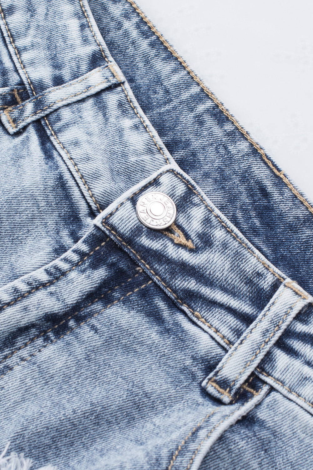 Light Blue Bleached Wash Distressed Denim Shorts