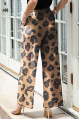 Leopard Casual Drawstring Wide Leg Pants