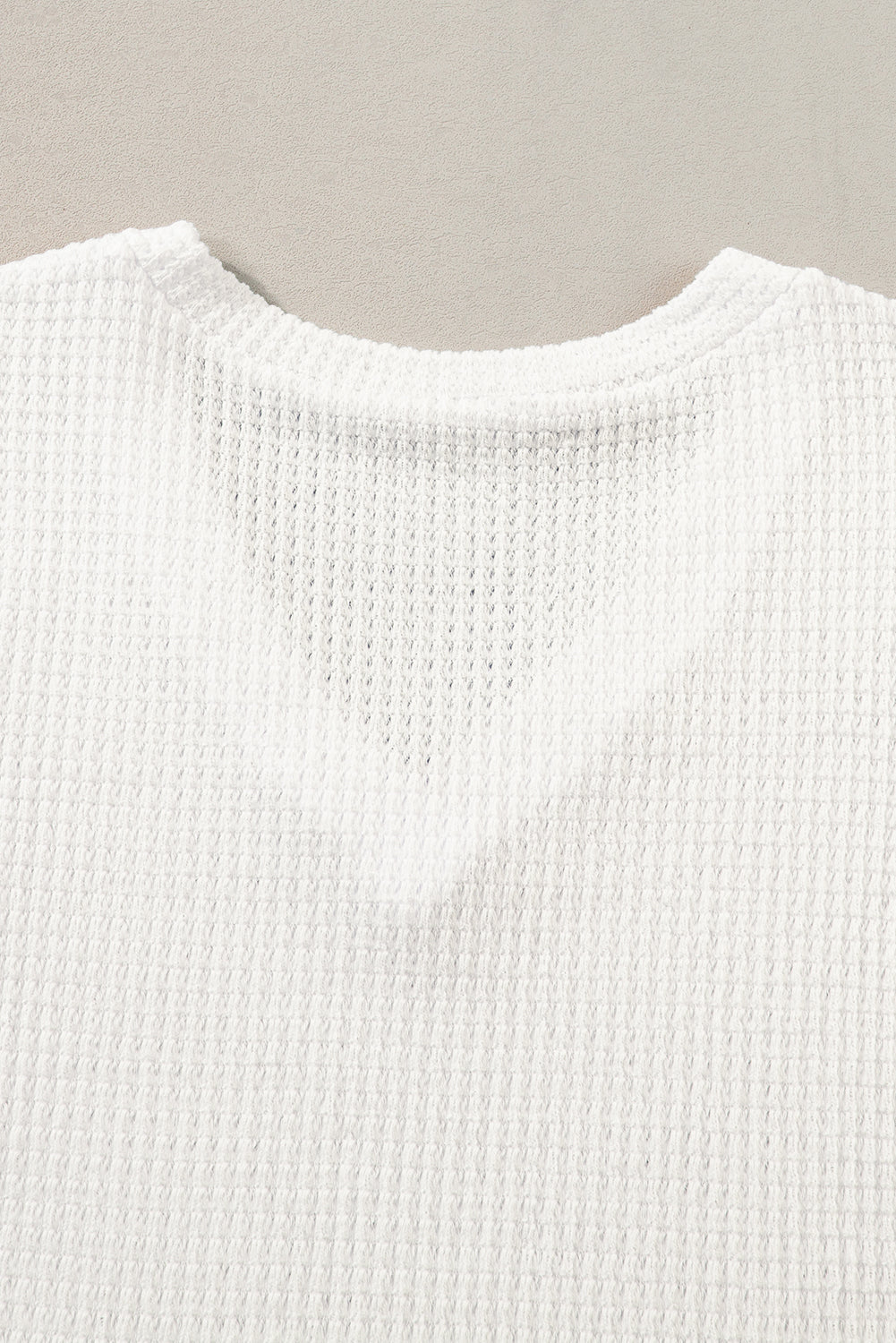 White Tulip Sleeve Waffle Knit V Neck T-Shirt