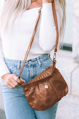 Fiery Red Vintage Leather Pleated Shoulder Bag