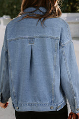 Wild Wind Washed Oversized Pocketed Denim Jacket