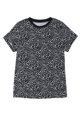 Black Cheetah Print Casual Short Sleeve Crew Neck T Shirt