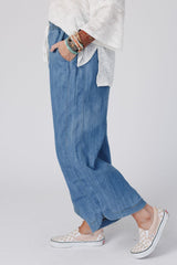 Sky Blue Drawstring Waist Loose Wide Leg Pants