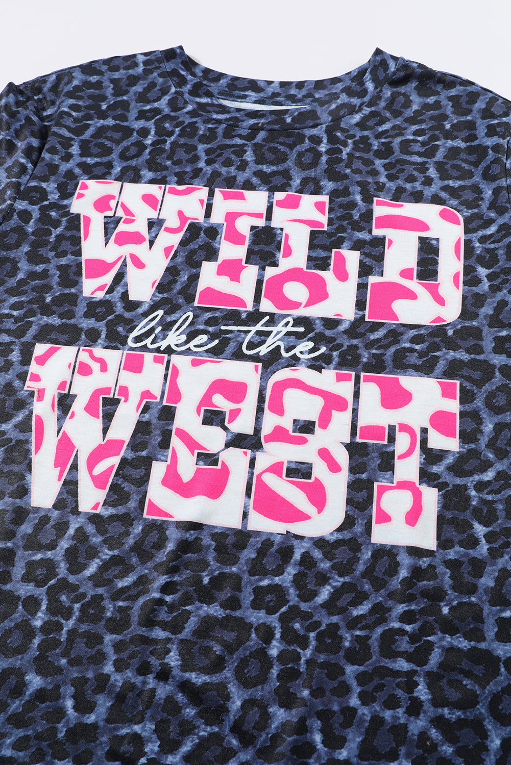 Black Leopard WILD like the WEST Letter Print Graphic Tee