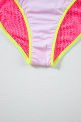 Bonbon Color Block Textured High Waist Sexy Bikini Set